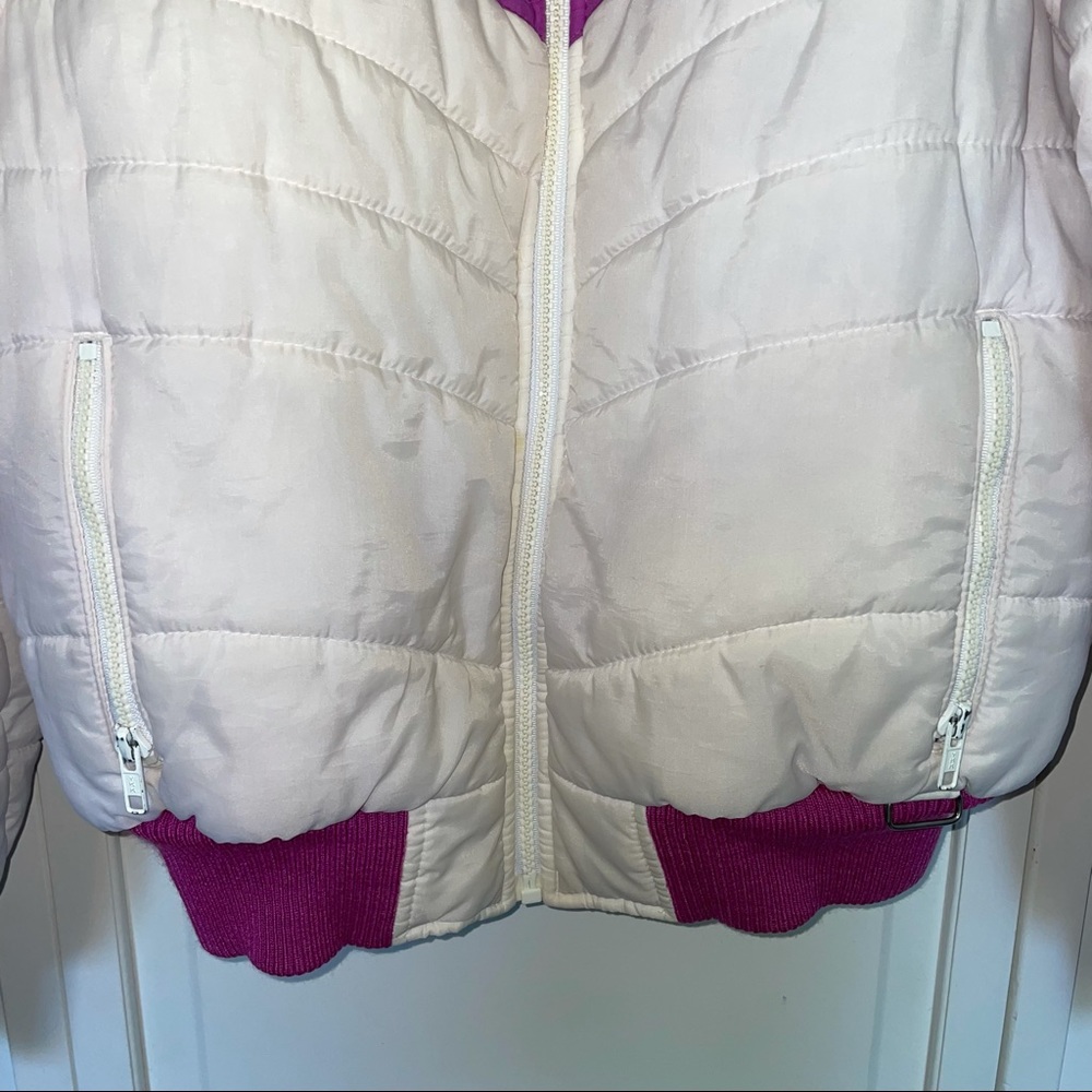 Vintage Retro Jacket Zip off Vest Puffer 80's White Purple Convertible Unique - Picture 3 of 14